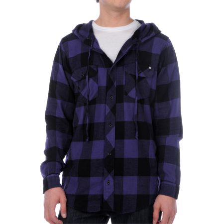 KR3W Washington Purple & Black Hooded Flannel