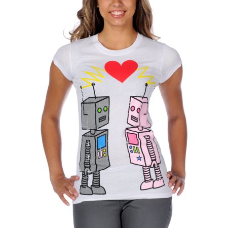 Bitter Sweet Love Ya Robots White Tee Shirt