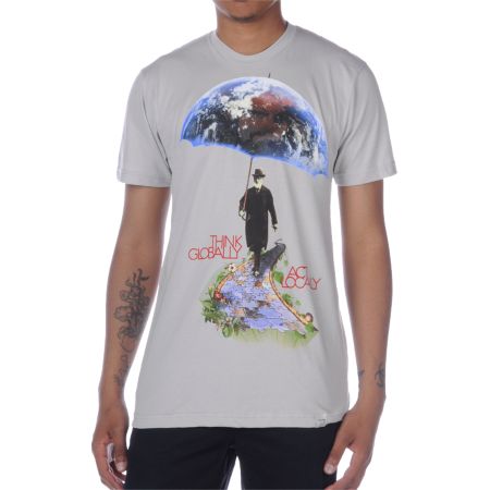 Imaginary Foundation Think Globally Silver Tee Shirt