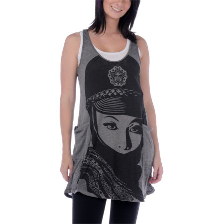 Obey Girls Mujer Grey Tank Top  Dress