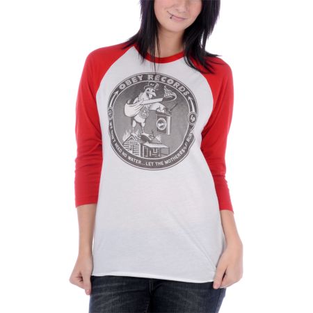 Obey Let It Burn Baseball Tee Shirt