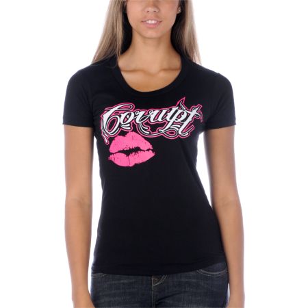 Corrupt Clothing Lips Black Tee Shirt