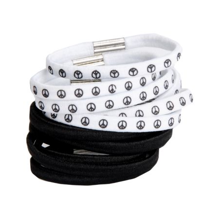 Barry-Owen Peace Black & White Ponytail Holders