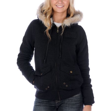 Billabong Girls Check It Black Hoodie
