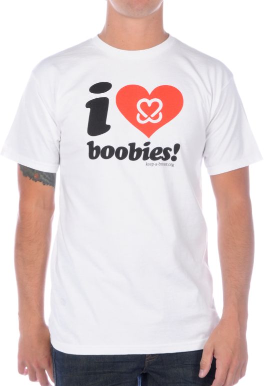 Keep A Breast Foundation I Love Boobies White Tee Shirt