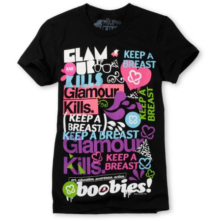 Glamour Kills Keep A Breast All Around The Town Black Tee Shirt