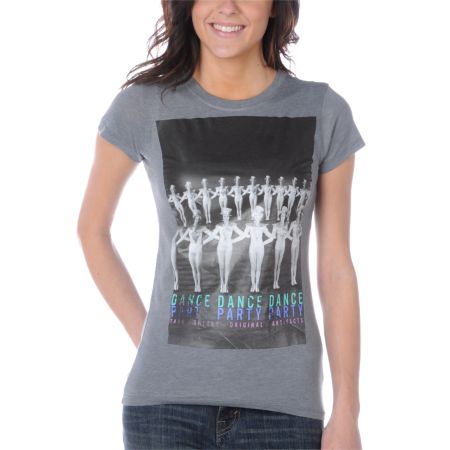 Tank Theory Girls Dance Party Charcoal Tee Shirt