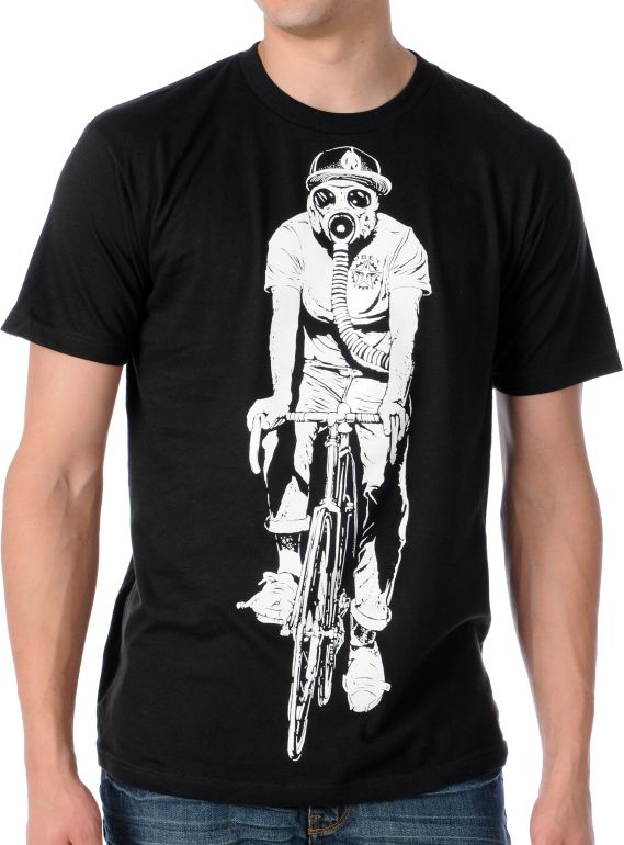 Obey Gas Mask Biker Glow In The Dark Black Tee Shirt