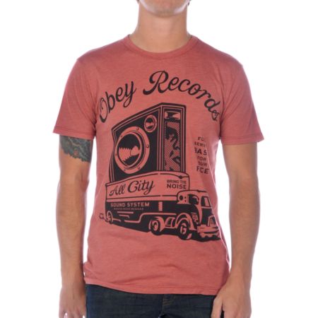 Obey Bass Truck 50/50 Red Tee Shirt
