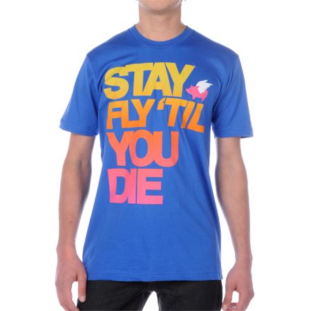 Glamour Kills Try To Stay Fly Blue Tee Shirt