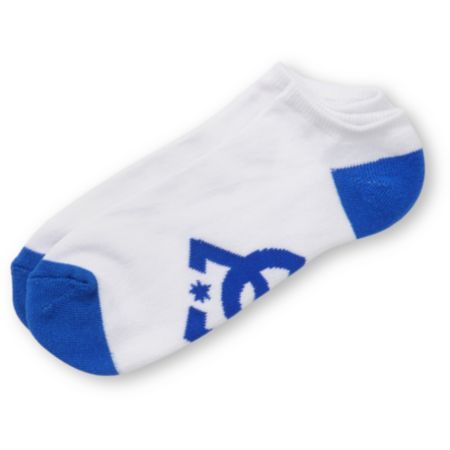 DC Pickup No Show White & Blue Socks