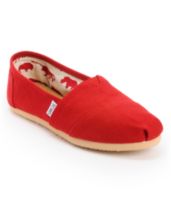 Toms Classics Canvas Red Slip-On Girls Shoe 