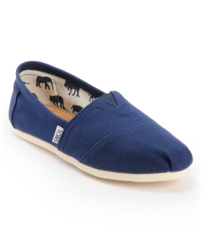 Toms Classics Canvas Navy Slip-On Girls Shoe
