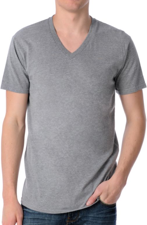 Zine Deuce Heather Grey V-Neck Tee Shirt