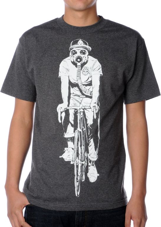 Obey Gas Mask Biker Glow In The Dark Charcoal Tee Shirt