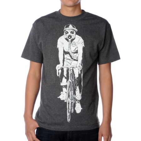 Obey Gas Mask Biker Glow In The Dark Charcoal Tee Shirt