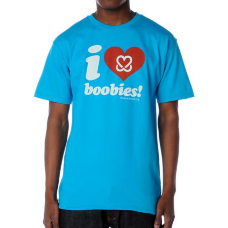 Keep A Breast Foundation I Love Boobies Turquoise Tee Shirt