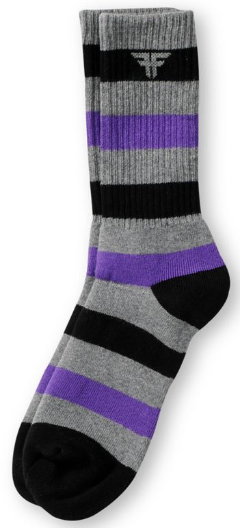 Fallen Shoes Striped Purple, Grey & Black Crew Socks