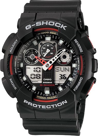 G-Shock GA100-1A4CR Black & Red Watch
