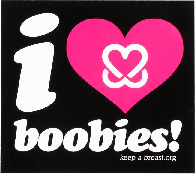 Keep A Breast Foundation I Love Boobies Black Sticker