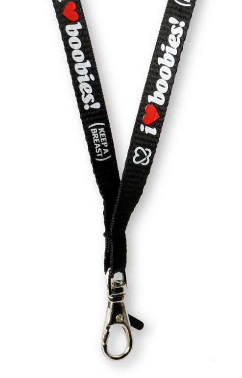 Keep A Breast Foundation I Heart Boobies Black Lanyard