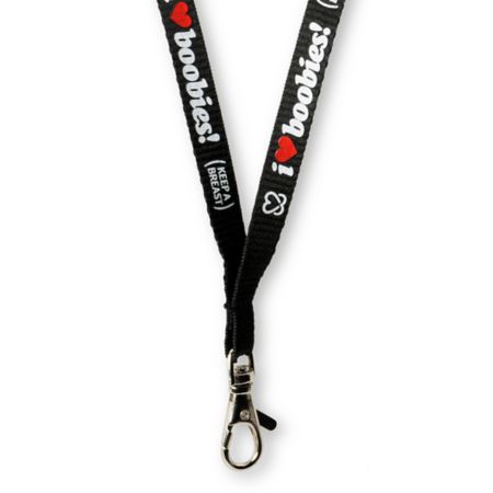 Keep A Breast Foundation I Heart Boobies Black Lanyard