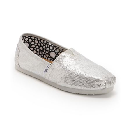 Toms Shoes Store Locator on Toms Shoes Classic Silver Glitter Slip On Womens Shoe At Zumiez   Pdp