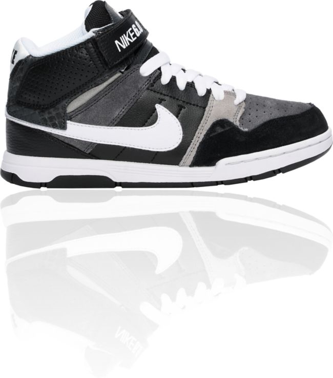 Nike 6.0 Boys Mogan Mid 2 Jr. Black, White & Grey Shoe