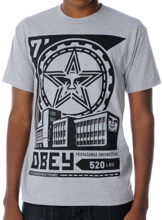 Obey Factory Lockup Heather Grey Tee Shirt