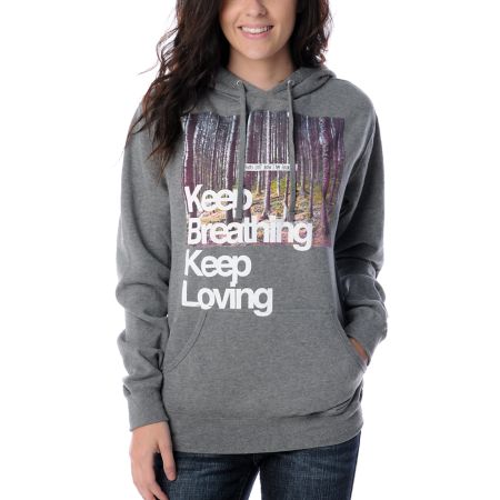 Glamour Kills Keep Breathing Grey Hoodie