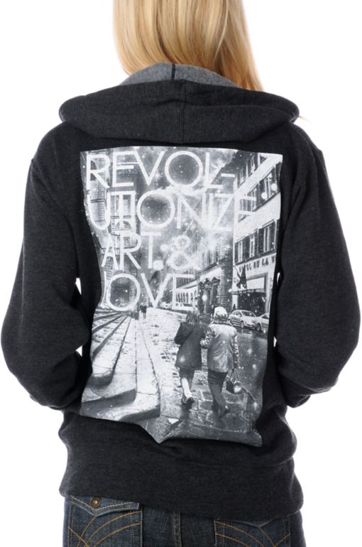 Glamour Kills Revolutionize Art & Love Charcoal Hoodie