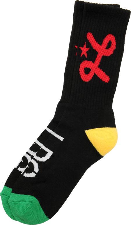 LRG Black Rasta Jump Off Crew Socks