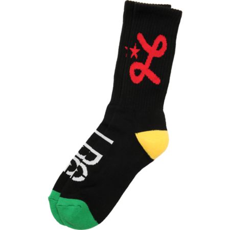 LRG Black Rasta Jump Off Crew Socks