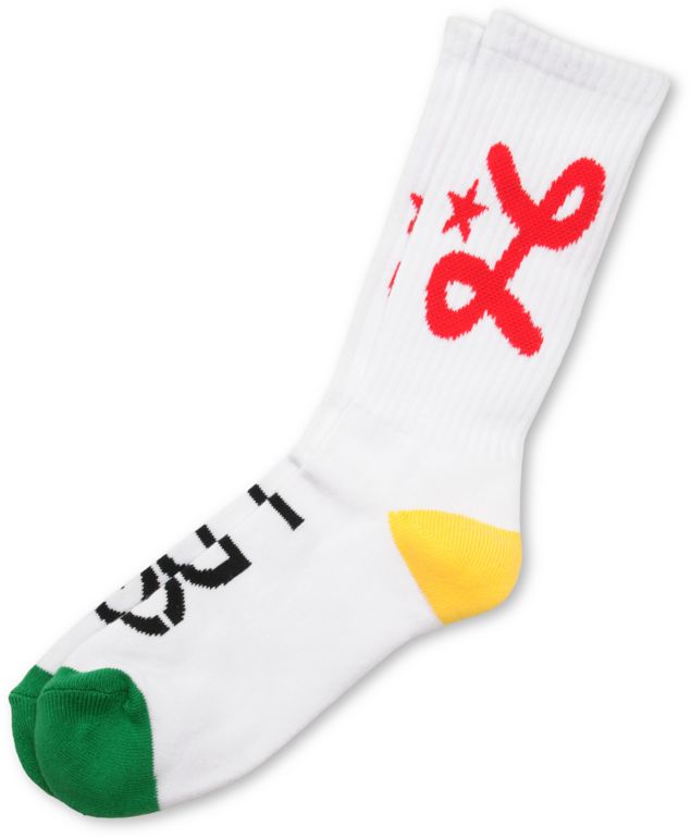 LRG White Rasta Jump Off Crew Socks