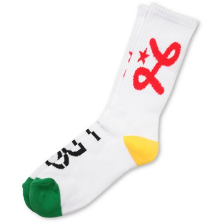 LRG White Rasta Jump Off Crew Socks