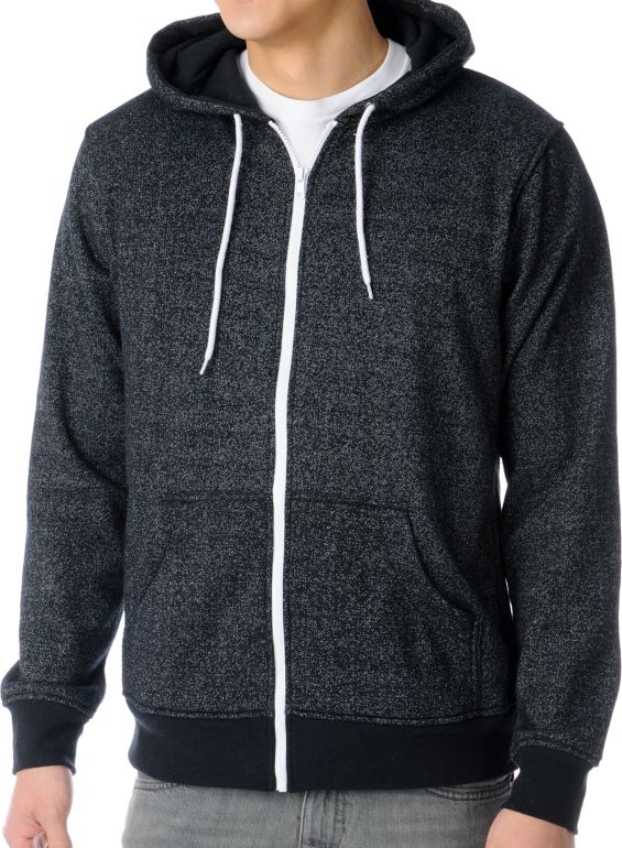 Zine Template Speckled Black Zip Up Hoodie