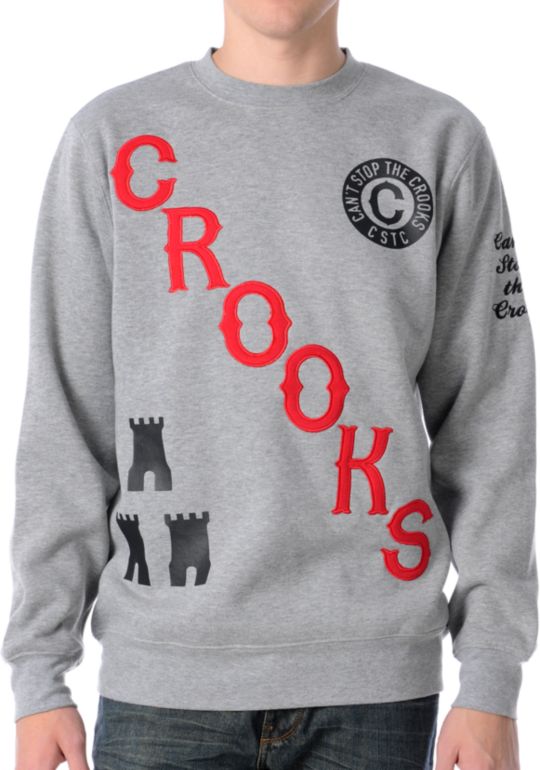 crooks and castles crewneck sweater. Crooks amp; Castles Anthem Grey