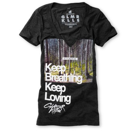 Glamour Kills Girls Keep Breathing Grey Tee Shirt