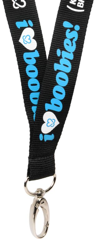 Keep A Breast Foundation I Love Boobies Black & Turquoise Lanyard