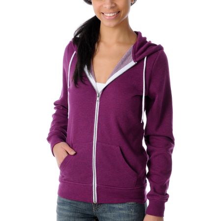 Zine Girls Magenta Purple Zip Up Hoodie
