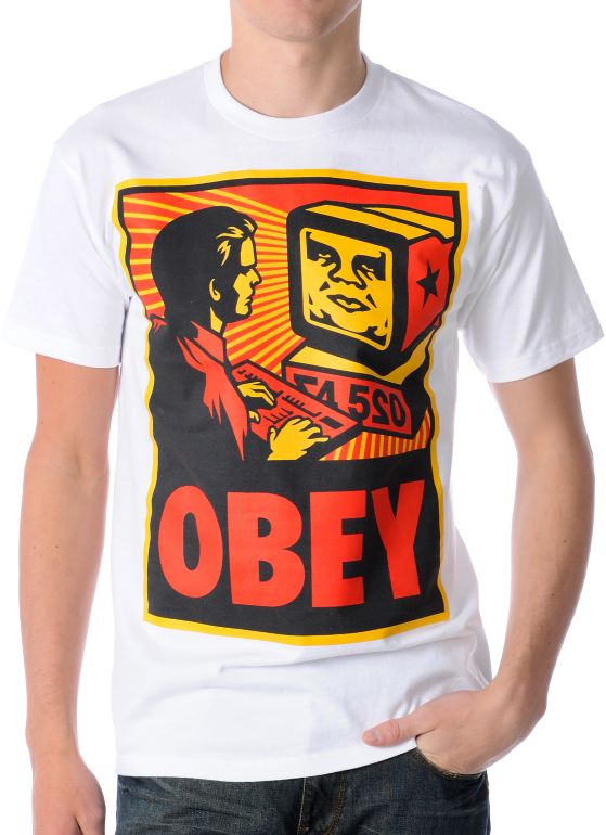 Obey Your Computer White Tee Shirt