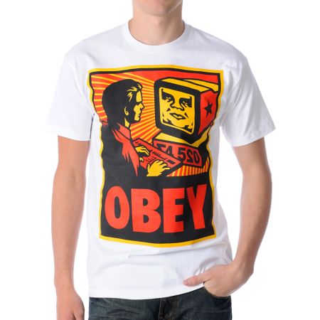 Obey Your Computer White Tee Shirt