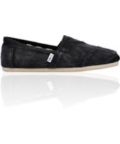 Toms Shoes Classic Canvas Black Stonewash Slip-On Guys Shoe