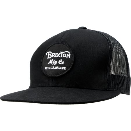 Brixton Wheeler Black Twill Snapback Trucker Hat