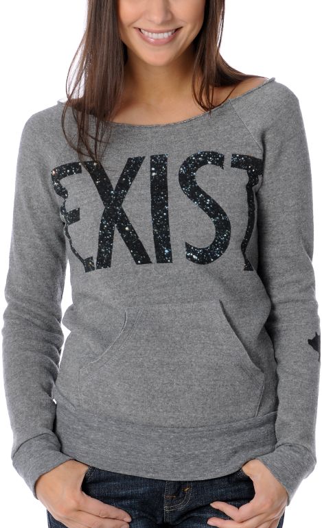 Glamour Kills Girls Exist Grey Pullover Cut-Off Sweatshirt