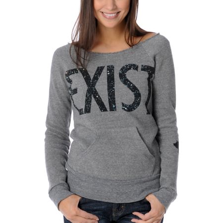 Glamour Kills Girls Exist Grey Pullover Cut-Off Sweatshirt