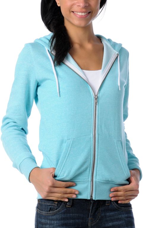 Zine Girls Aqua Salt & Pepper Zip Up Hoodie