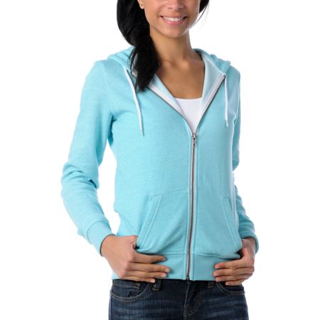 Zine Girls Aqua Salt & Pepper Zip Up Hoodie