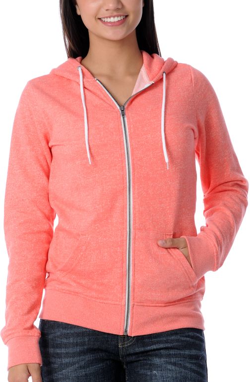 Zine Girls Coral Salt & Pepper Zip Up Hoodie