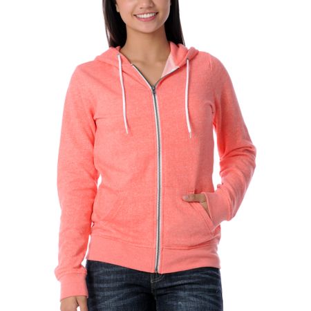Zine Girls Coral Salt & Pepper Zip Up Hoodie